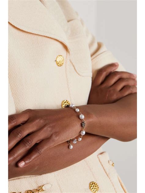 gucci gold and pearl bracelet|real gold Gucci bracelet.